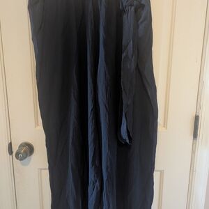 SHEIN Curve Women's Plus 3X Dark Blue Wide Leg Light Pull-on Pants With Side Tie